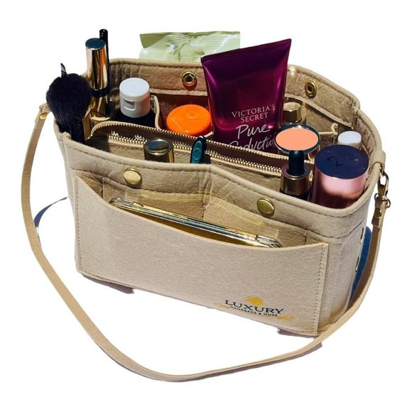 Purse Organizer Insert with zipper compatible for Louis Vuitton GM bags BEIGE - Picture 6 of 11